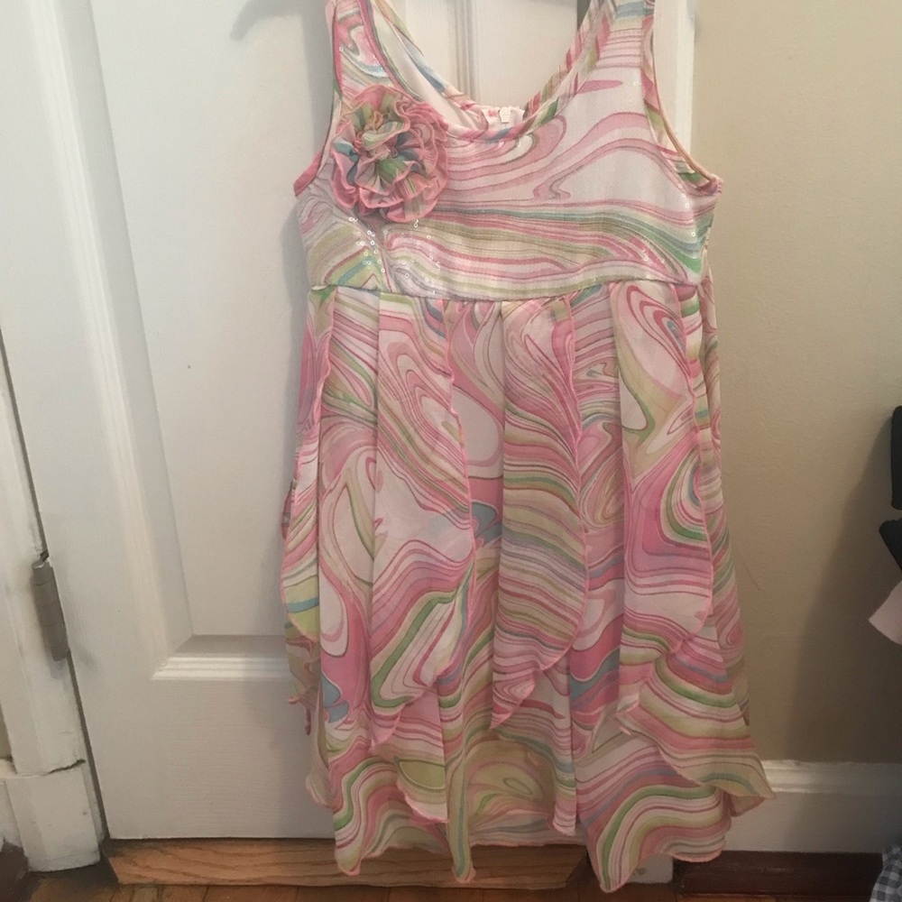 Girls’ Biscotti Pink Swirl Dress, Size 7